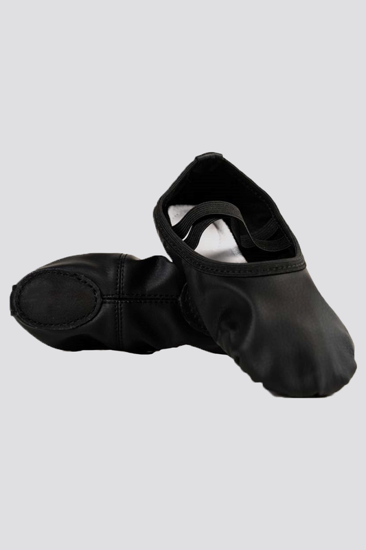 PU LEATHER BALLET SHOES- Split Sole No Drawstring-Black