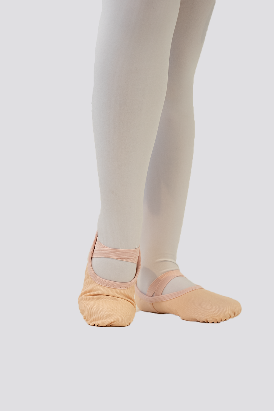 Cross Straps Canvas Ballet Shoes- Split Sole No Drawstring-Ballet Pink