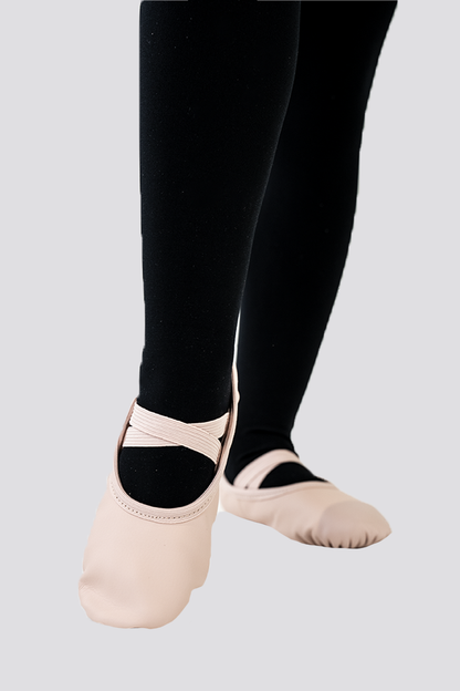 PU LEATHER BALLET SHOES- Full Sole No Drawstring-Black